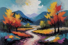 Abstract canvas painting wall décor Minimalist Floral landscape colorful