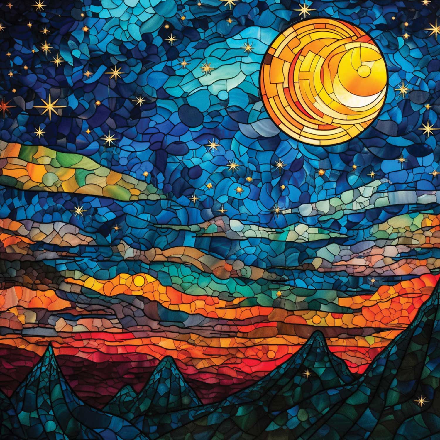 Mosaic Mountain Moon