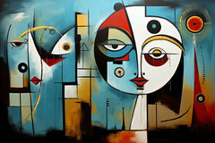 Modern geometric wall art with abstract shapes triangle and circle design canvas