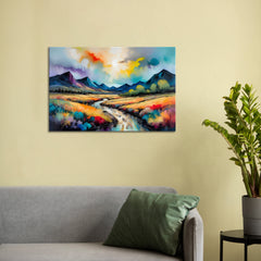 Abstract canvas painting wall décor Minimalist Floral landscape colorful