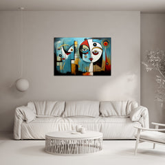 Modern geometric wall art with abstract shapes triangle and circle design canvas