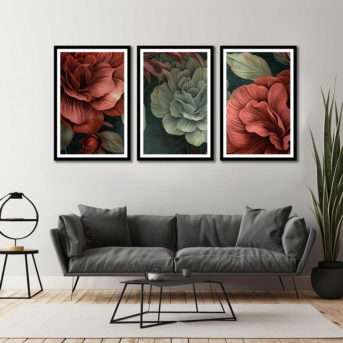 Begonia 3 Piece Flower Art Frame