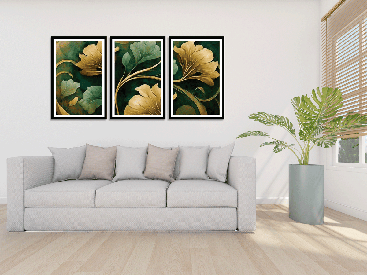 Sanlian Plants 3 Piece Painting