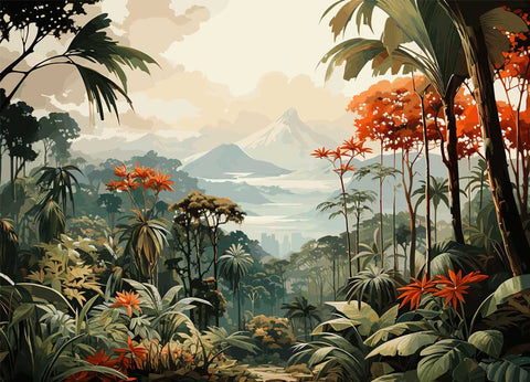 Jungle Landscape With Mountain