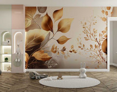 Elegant golden foliage on a soft cream backdrop, adding luxury to every glance.