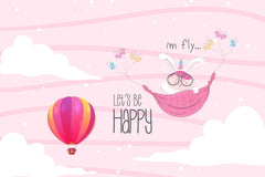 Bright and soothing baby room wallpaper with sunshine and clouds