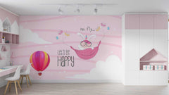 Bright and soothing baby room wallpaper with sunshine and clouds