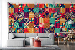 Abstract floral wallpaper with vector-style illustrated flower design