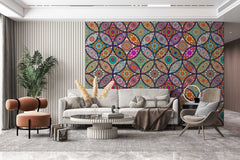 Culturally inspired mandala wallpaper with traditional art elements