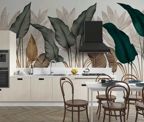 Big Leaves Modern Rustic Style Wallpaper