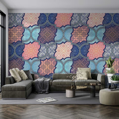 Bright mandala art design with multicolored abstract elements for decorative walls.

