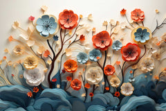 Elegant abstract flowers in soft pastel tones used as stylish wall art wallpaper.