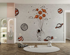 Universe art style featuring planets, stars, and galaxies in a cosmic abstract design.