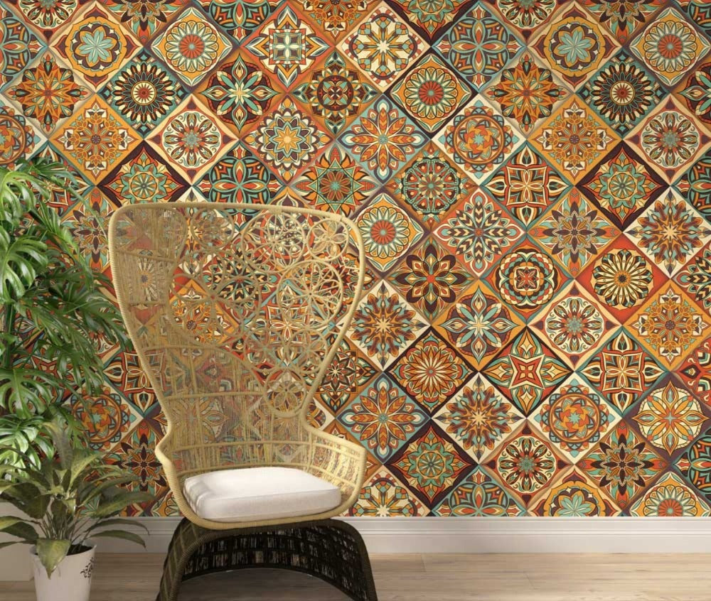 Vintage Moroccan Tiles Patterns Mural