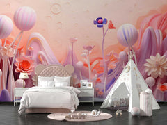 Elegant wallpaper featuring delicately rendered flowers in muted, silky tones.

