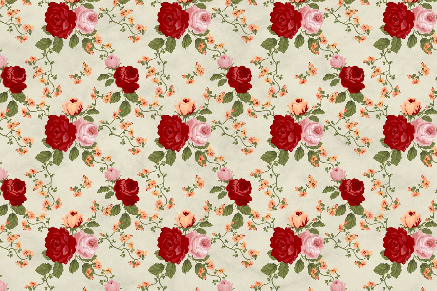 Retro Rose Pattern Wallpaper