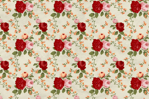 Retro Rose Pattern Wallpaper