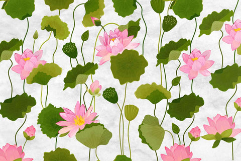 Lotus Seamless Flower Pattern Wallpaper