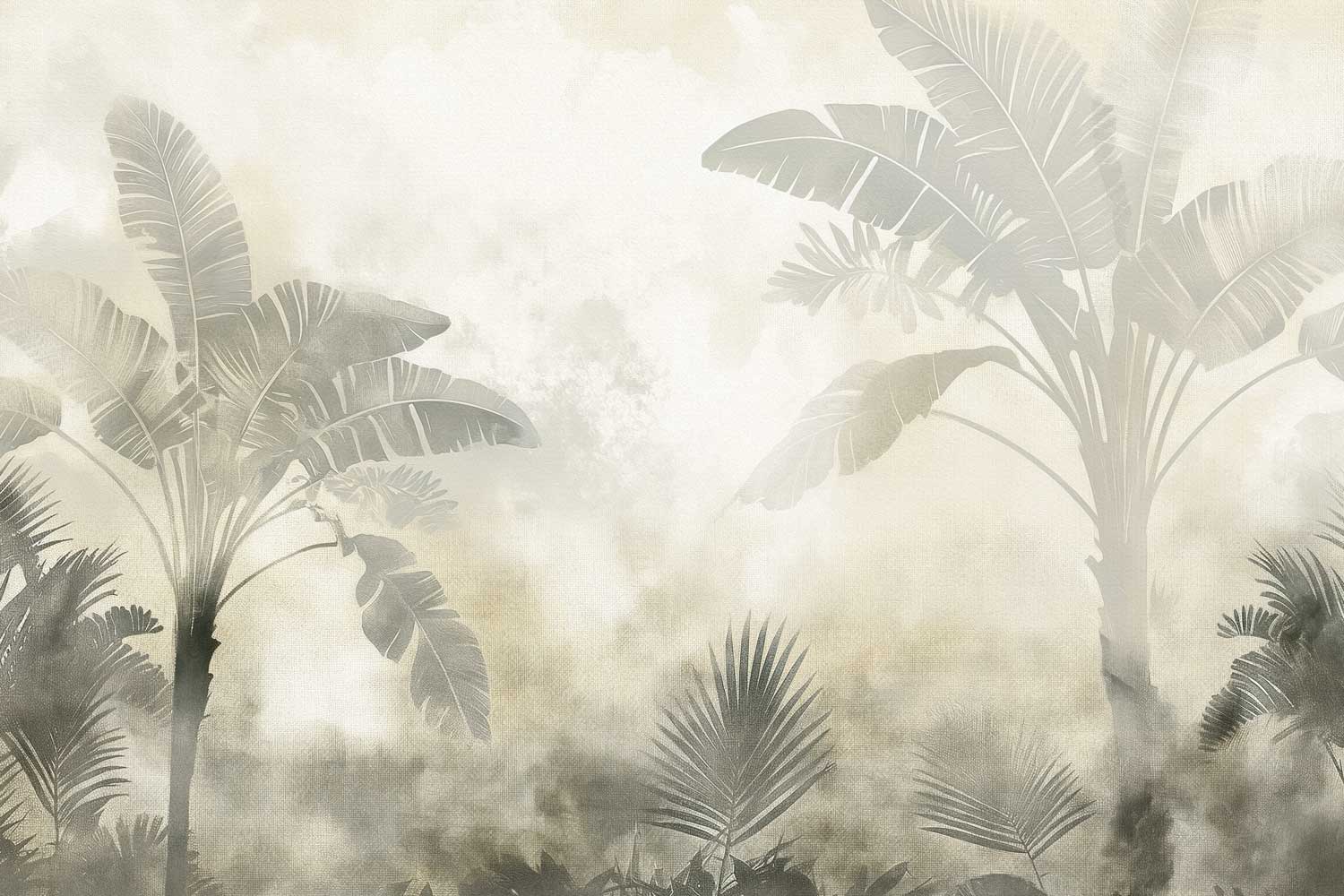 Faded palm tree pattern on a textured beige background. wallpaper, customized wallpaper, wall graphics, design, wall decor.