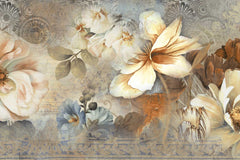 Decorative wallpaper with floral pattern and intricate design