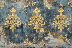 Verdigris Damask Decay Wallpaper